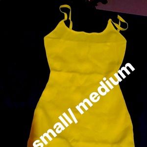 Dress is small/ medium stretchy comfortable fit and easy to slip on and dress up